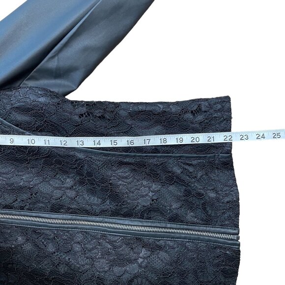 CHRISTOPHER & BANKS FAUX LEATHER JACKET LACE FULL ZIP SIZE M GOTH FEMININE BLACK - Picture 4 of 7